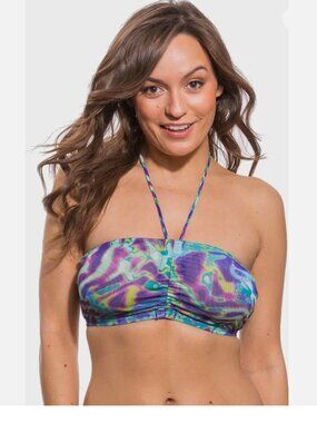 Kiniki Coral Tan Through Bandeau Bikini Top size 8 (US size 4)